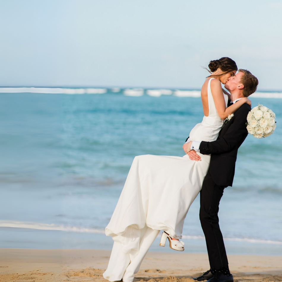 Illinois Bridal in Timeless Destination Wedding Dress on Beach