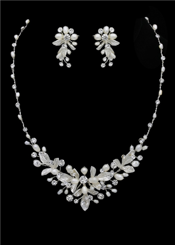 NL-6439SV - Necklace and Earrings Set - $150