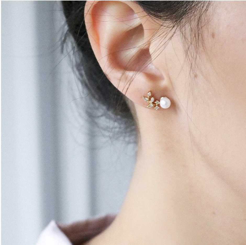 Crystal Leaf Ear Climber - Available in Rose Gold, Silver, Gold - $30