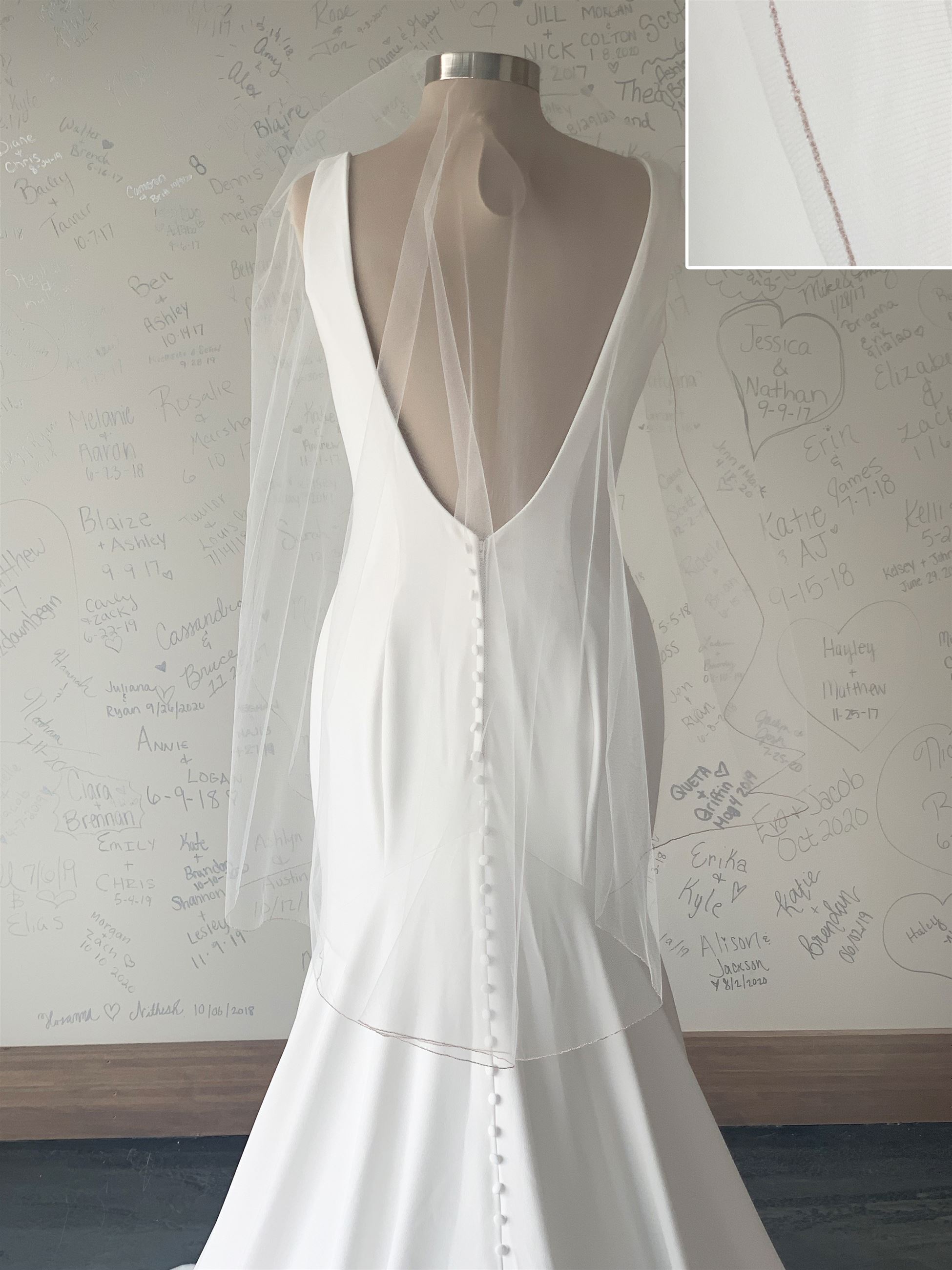 V4887 - 45&quot; veil - trim available in rose gold (pictured), gold, ivory, pewter, platinum, silver, white - $96