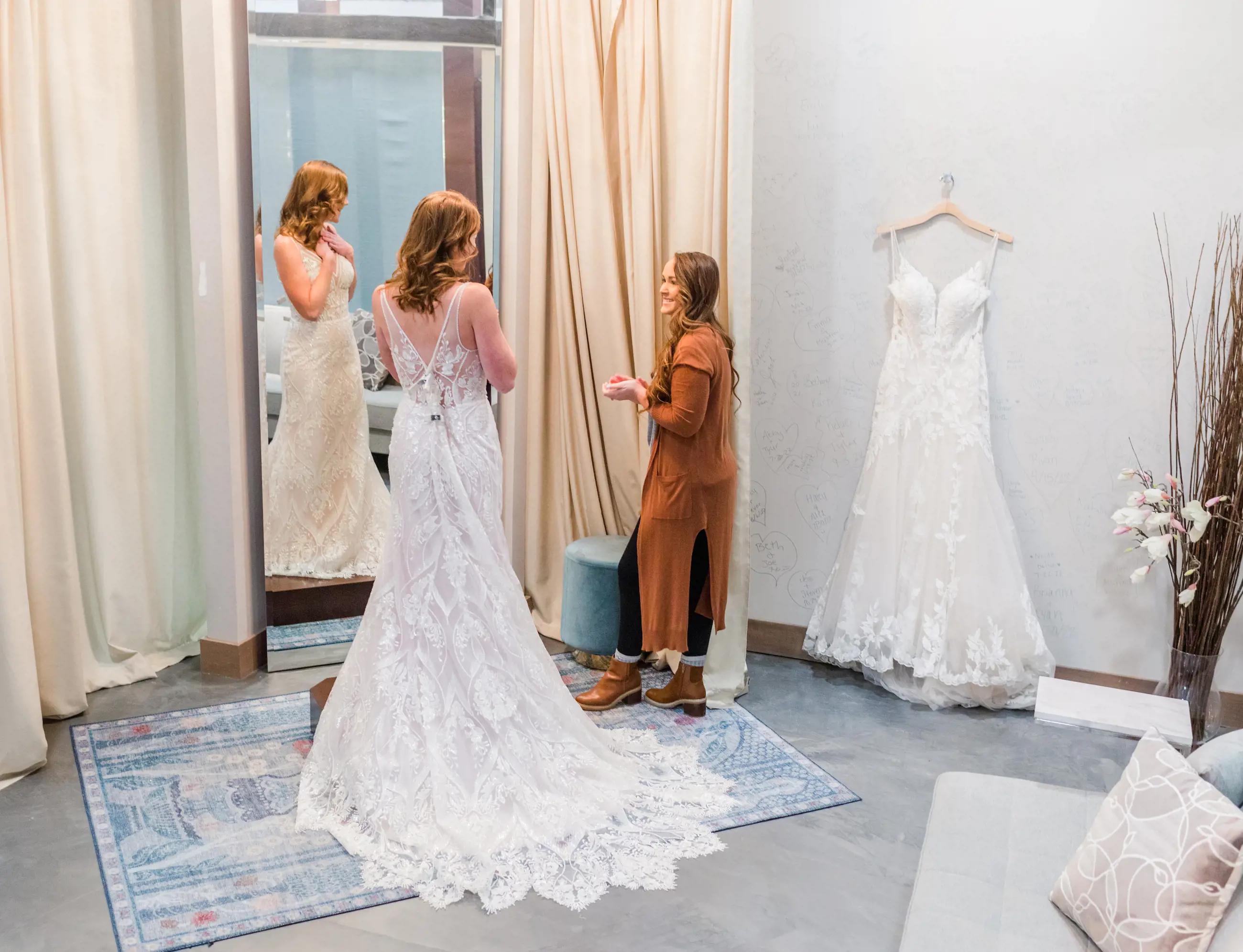 Bride in Appointment saying yes to her dress at Adore Bridal
